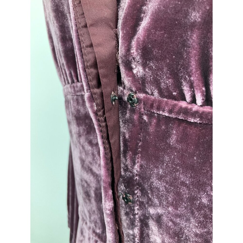 J Jill Crushed Velvet  Duster Dress size 4, Purple 10 hidden buttons - Picture 5 of 11